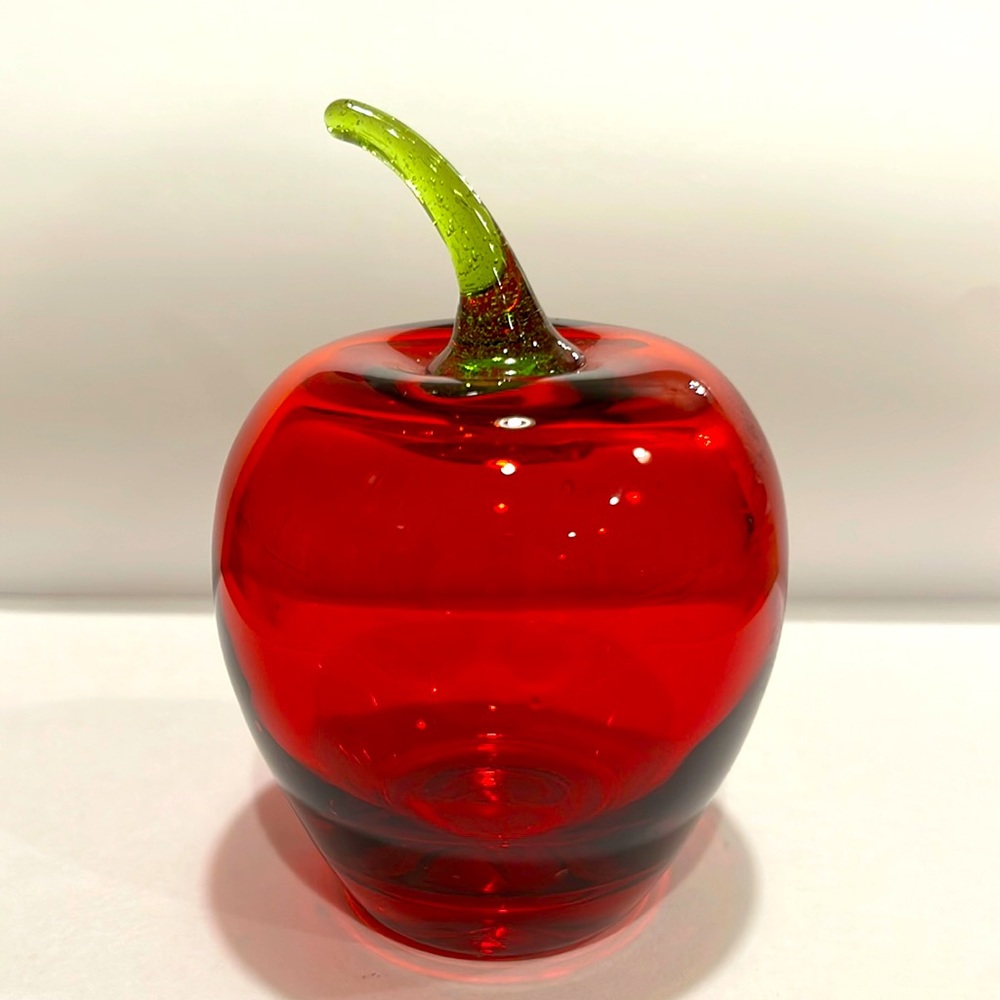 1970s Viking Glass Red Apple Green Pear Fruit Set Vintage MCM Decor